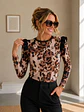 Polera Animal Print Café Mujer Manga Larga Invierno 2026 - Miniatura 1