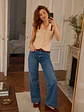 Chaleco sin Mangas Mujer Beige Burdeo Botones Dorados - Miniatura 2