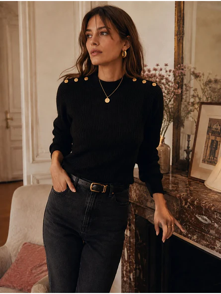 Sweater Térmico Mujer con Botones Dorados 3