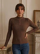 Sweater Térmico Mujer Café Botones Decorativos Invierno - Miniatura 4