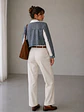 Blazer Blanco Mujer Corto Mangas Mezclilla Crop - Miniatura 4