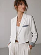 Blazer Blanco Mujer Corto Mangas Mezclilla Crop - Miniatura 1