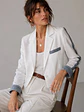 Blazer Blanco Mujer Corto Mangas Mezclilla Crop - Miniatura 6