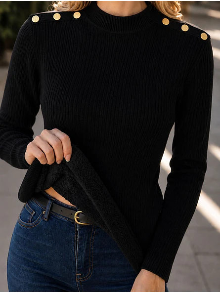 Sweater Térmico Mujer con Botones Dorados 6