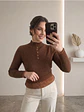 Sweater Térmico Mujer Café Botones Decorativos Invierno - Miniatura 7