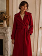 Abrigo Largo Rojo Mujer Paño Lana con Cinturón - Miniatura 1