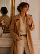 Abrigo Largo Beige Mujer Paño Lana con Cinturón - Miniatura 4