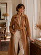 Abrigo Largo Beige Mujer Paño Lana con Cinturón - Miniatura 5