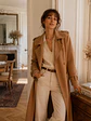 Abrigo Largo Beige Mujer Paño Lana con Cinturón - Miniatura 3