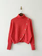Sweater Coral Mujer Cuello Alto Manga Murciélago Botones Dorados - Miniatura 4