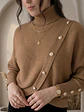 Sweater Camel Mujer Cuello Alto con Botones Dorados - Miniatura 5