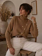 Sweater Camel Mujer Cuello Alto con Botones Dorados - Miniatura 7