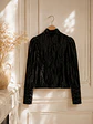 Sweater Terciopelo Negro Mujer Animal Print Cuello  - Miniatura 7