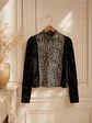 Sweater Terciopelo Negro Mujer Animal Print Cuello  - Miniatura 6