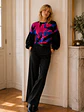 Sweater Oversize Mujer Estampado Abstracto Mangas Globo - Miniatura 2