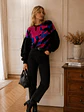 Sweater Oversize Mujer Estampado Abstracto Mangas Globo - Miniatura 4