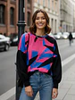 Sweater Oversize Mujer Estampado Abstracto Mangas Globo - Miniatura 9
