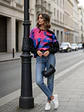 Sweater Oversize Mujer Estampado Abstracto Mangas Globo - Miniatura 10