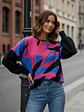 Sweater Oversize Mujer Estampado Abstracto Mangas Globo - Miniatura 11
