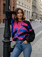 Sweater Oversize Mujer Estampado Abstracto Mangas Globo - Miniatura 12