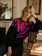 Sweater Oversize Mujer Estampado Abstracto Mangas Globo - Miniatura 3