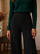 Pantalón Palazzo Negro Mujer Lanilla Tiro Alto - Miniatura 4