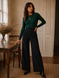 Pantalón Palazzo Negro Mujer Lanilla Tiro Alto - Miniatura 3