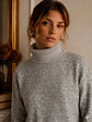 Sweater Largo Gris Mujer Abertura Frontal Pinzas Sastrería - Miniatura 4