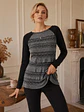  Polera Gris Mujer Manga Larga Vuelos Punta Roma - Miniatura 5