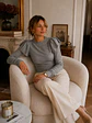 Sweater Gris Mujer Vuelos Hombros Crop Manga Larga - Miniatura 2