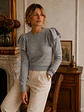 Sweater Gris Mujer Vuelos Hombros Crop Manga Larga - Miniatura 4