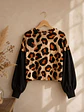 Polera Animal Print Camel Mujer Manga Globo Oversize - Miniatura 2