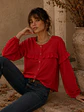 Blusa Roja Mujer con Vuelos Manga Larga - Miniatura 2