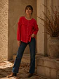 Blusa Roja Mujer con Vuelos Manga Larga - Miniatura 3