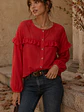 Blusa Roja Mujer con Vuelos Manga Larga - Miniatura 1