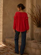 Blusa Roja Mujer con Vuelos Manga Larga - Miniatura 4
