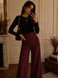 Pantalón Palazzo Burdeo Mujer Lanilla Tiro Alto - Miniatura 4