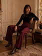 Pantalón Palazzo Burdeo Mujer Lanilla Tiro Alto - Miniatura 6
