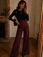 Pantalón Palazzo Burdeo Mujer Lanilla Tiro Alto - Miniatura 1