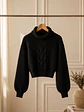 Chaleco Crop Negro Mujer Tejido Trenzado Mangas Globo - Miniatura 5