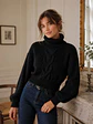 Chaleco Crop Negro Mujer Tejido Trenzado Mangas Globo - Miniatura 1
