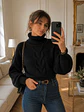 Chaleco Crop Negro Mujer Tejido Trenzado Mangas Globo - Miniatura 2