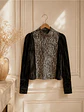 Sweater Terciopelo Negro Mujer Animal Print Cuello Alto - Miniatura 7