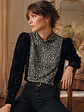 Sweater Terciopelo Negro Mujer Animal Print Cuello Alto - Miniatura 2