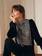 Sweater Terciopelo Negro Mujer Animal Print Cuello Alto - Miniatura 1