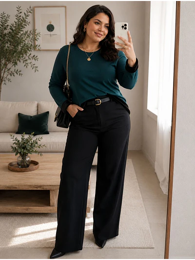 Polera Térmica Verde Petróleo Mujer