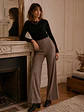 Pantalón Palazzo Beige Mujer Lanilla Tiro Alto - Miniatura 1