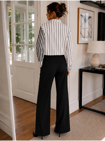 Blusa de Rayas Mujer Negra y Blanca Elegante 6