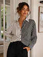 Blusa de Rayas Mujer Negra y Blanca Elegante - Miniatura 3