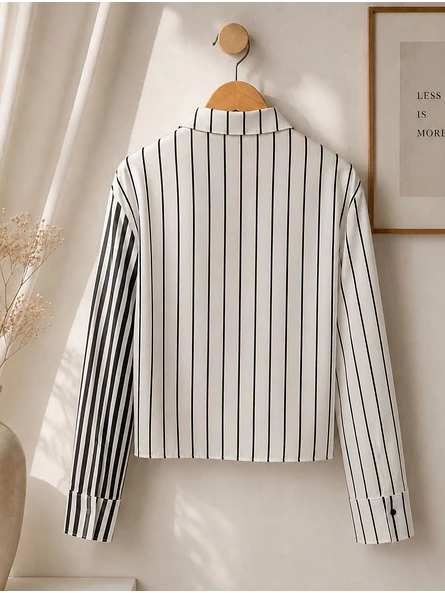 Blusa de Rayas Mujer Negra y Blanca Elegante 5